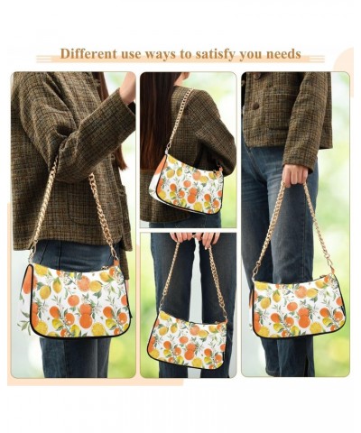 Small Chain Shoulder Bag for Women Orange Lemon Fruit Hobo Handbags Tote Clutch Bag Ladies Crossbody Bag Purse with Zipper $1...