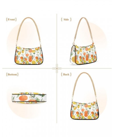 Small Chain Shoulder Bag for Women Orange Lemon Fruit Hobo Handbags Tote Clutch Bag Ladies Crossbody Bag Purse with Zipper $1...