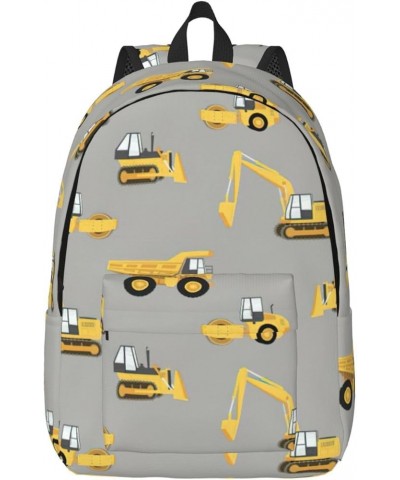 Construction Trucks Print Unisex Canvas Bag Canvas Shoulder Pouch Pack Lightweight Backpack For Woman Lady Black Small $18.20...