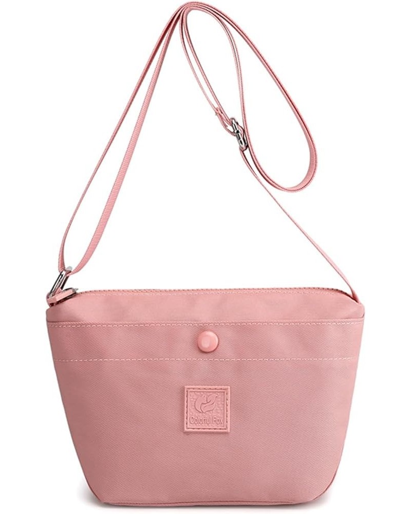 Canvas Triple Zipper Shoulder Purse Adjustable Strap Phone Crossbody Bag Pink $13.24 Shoulder Bags