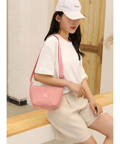 Canvas Triple Zipper Shoulder Purse Adjustable Strap Phone Crossbody Bag Pink $13.24 Shoulder Bags