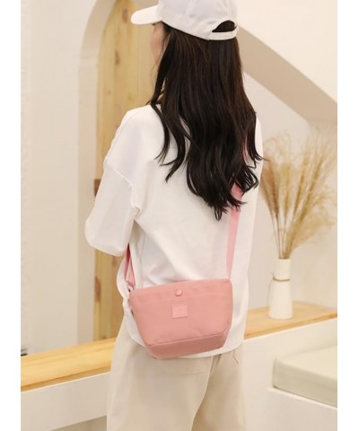 Canvas Triple Zipper Shoulder Purse Adjustable Strap Phone Crossbody Bag Pink $13.24 Shoulder Bags