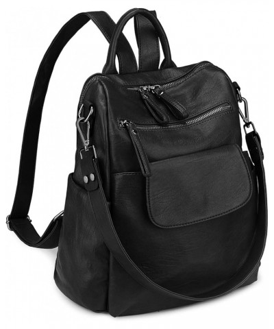 Backpack Purse for Women Vegan Leather Ladies Fashion Travel Shoulder Bag Convertible 240 Black $14.70 Backpacks