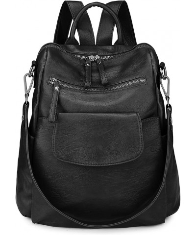 Backpack Purse for Women Vegan Leather Ladies Fashion Travel Shoulder Bag Convertible 240 Black $14.70 Backpacks