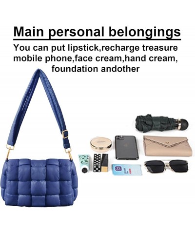 Puffer Woven Bag Crossbody Purse for Women Padded Cassette Shoulder Bags Trendy Handbags Messenger Navy $12.15 Crossbody Bags