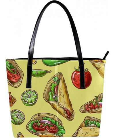 Tote Bags, Vegan Leather Large Tote Bag, Women's Tote Handbags, Mexican Food Taco Corn Avocado, Womens Tote Bag Pattern 6261 ...