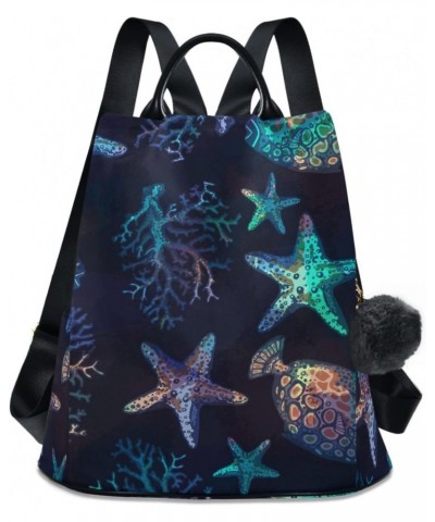 Blue Starfish Coral Backpack for Women, Fashion Anti Theft Casual Daypack Shoulder Bag Purse for Travel Work 15 inches $17.63...