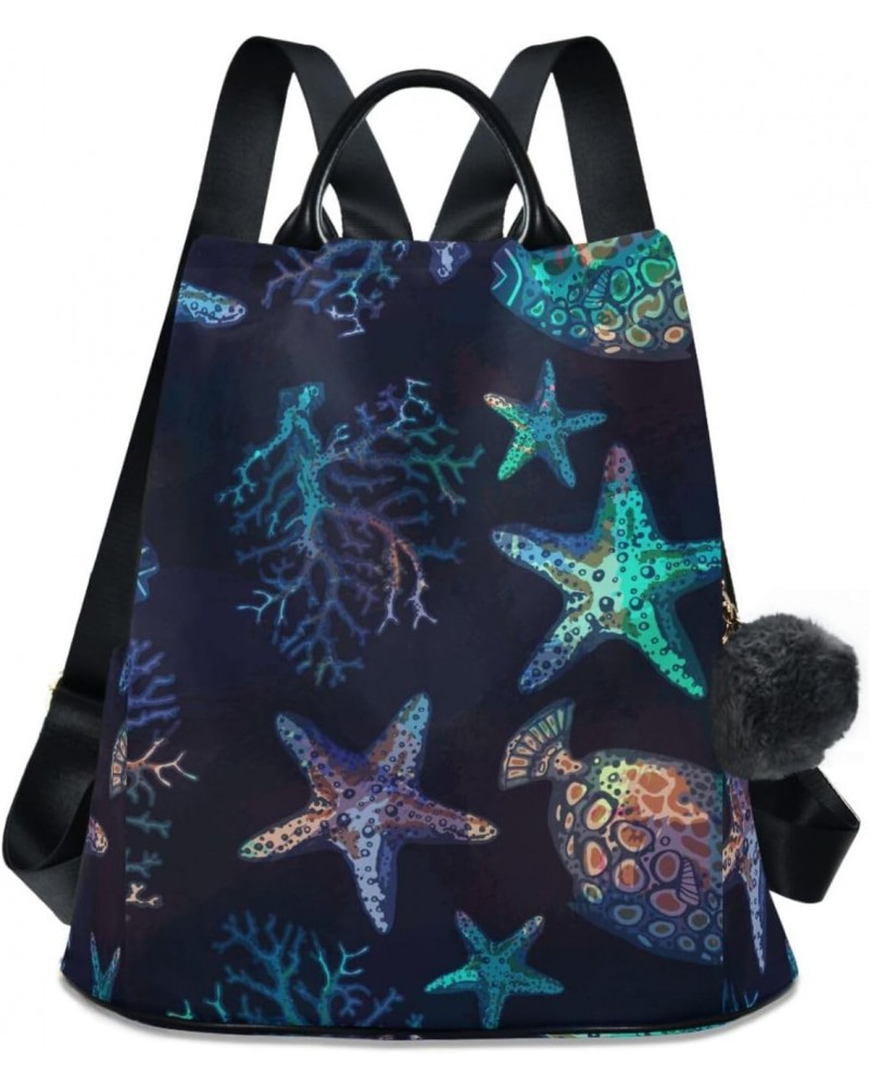 Blue Starfish Coral Backpack for Women, Fashion Anti Theft Casual Daypack Shoulder Bag Purse for Travel Work 15 inches $17.63...