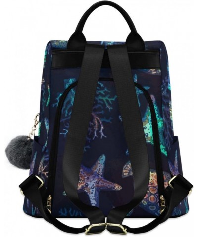 Blue Starfish Coral Backpack for Women, Fashion Anti Theft Casual Daypack Shoulder Bag Purse for Travel Work 15 inches $17.63...