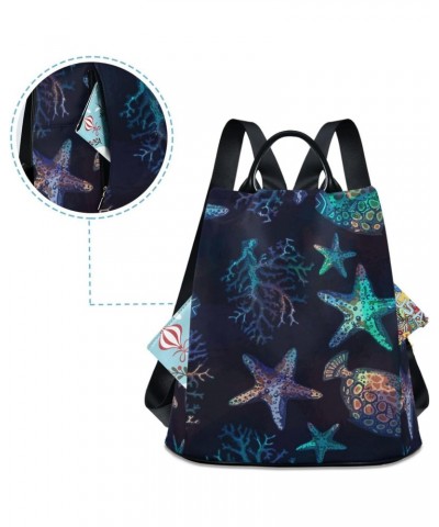 Blue Starfish Coral Backpack for Women, Fashion Anti Theft Casual Daypack Shoulder Bag Purse for Travel Work 15 inches $17.63...