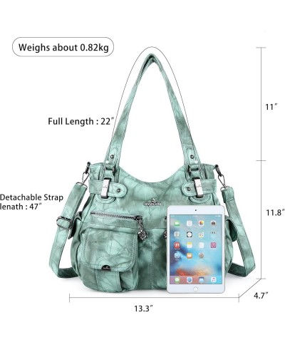 Purses and Handbags Women Tote Shoulder Top Handle Satchel Hobo Bags Fashion Washed Leather Purse Retro L.green $21.15 Handbags