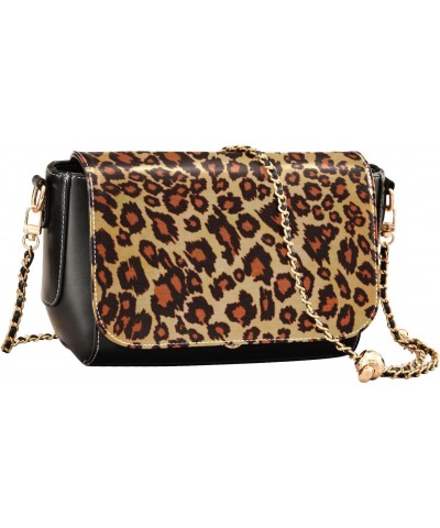 Crossbody Handbag Cute Leopard Print PU Leather Shoulder Bag Sturdy Travel Pouch Compact Chic Bag for Women Everyday Use Holi...