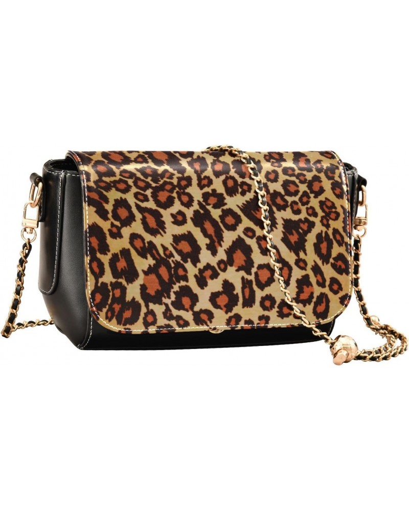 Crossbody Handbag Cute Leopard Print PU Leather Shoulder Bag Sturdy Travel Pouch Compact Chic Bag for Women Everyday Use Holi...