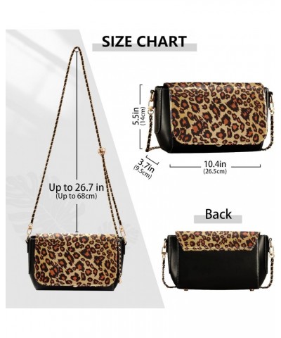 Crossbody Handbag Cute Leopard Print PU Leather Shoulder Bag Sturdy Travel Pouch Compact Chic Bag for Women Everyday Use Holi...