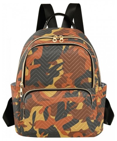 Women Backpack Camouflage Orange Black Yellow Anti-Theft Travel Backpack with Luggage Belt Lightweight Handbag Lady Purse Roo...