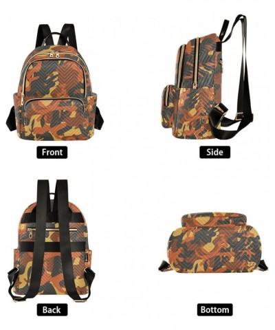 Women Backpack Camouflage Orange Black Yellow Anti-Theft Travel Backpack with Luggage Belt Lightweight Handbag Lady Purse Roo...