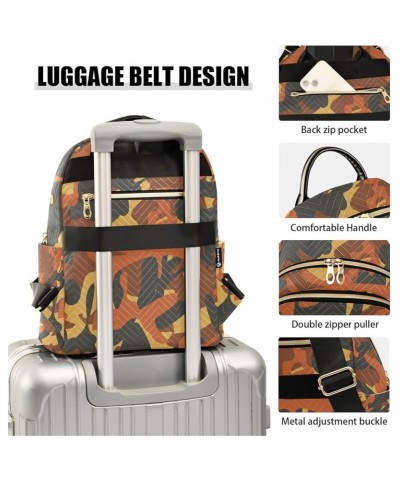 Women Backpack Camouflage Orange Black Yellow Anti-Theft Travel Backpack with Luggage Belt Lightweight Handbag Lady Purse Roo...