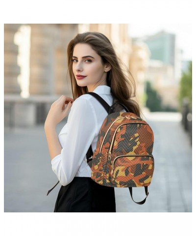 Women Backpack Camouflage Orange Black Yellow Anti-Theft Travel Backpack with Luggage Belt Lightweight Handbag Lady Purse Roo...