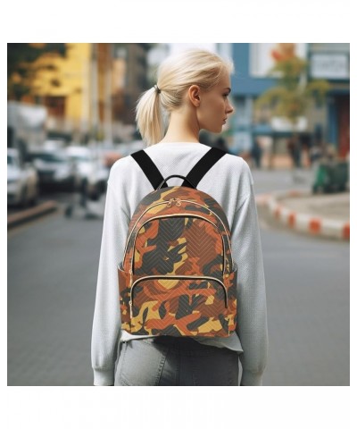 Women Backpack Camouflage Orange Black Yellow Anti-Theft Travel Backpack with Luggage Belt Lightweight Handbag Lady Purse Roo...