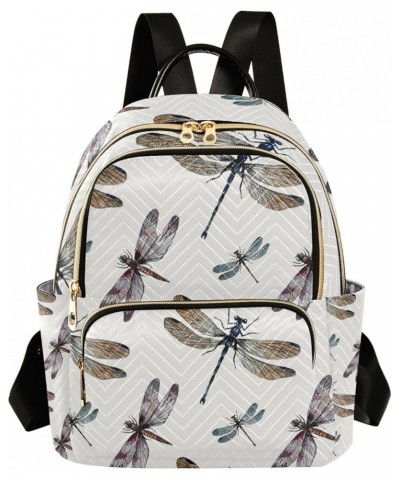 Women Backpack Watercolor Dragonfly Summer Retro Anti-Theft Travel Backpack with Luggage Belt Lightweight Handbag Lady Purse ...