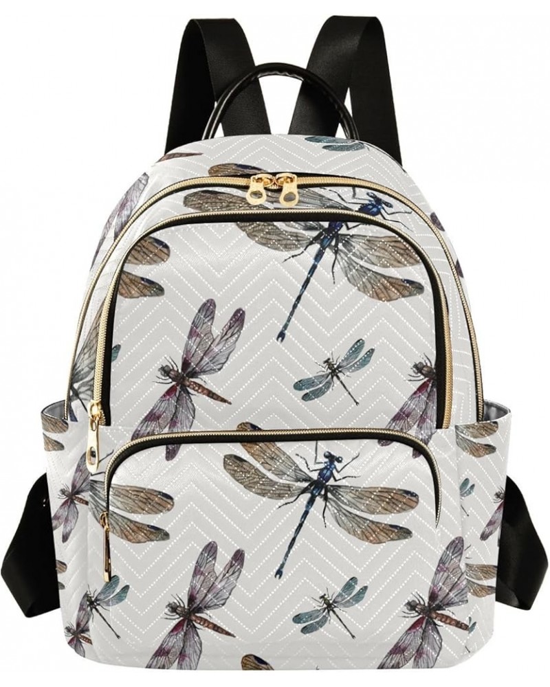 Women Backpack Watercolor Dragonfly Summer Retro Anti-Theft Travel Backpack with Luggage Belt Lightweight Handbag Lady Purse ...