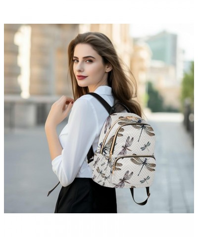 Women Backpack Watercolor Dragonfly Summer Retro Anti-Theft Travel Backpack with Luggage Belt Lightweight Handbag Lady Purse ...