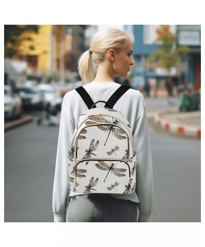 Women Backpack Watercolor Dragonfly Summer Retro Anti-Theft Travel Backpack with Luggage Belt Lightweight Handbag Lady Purse ...