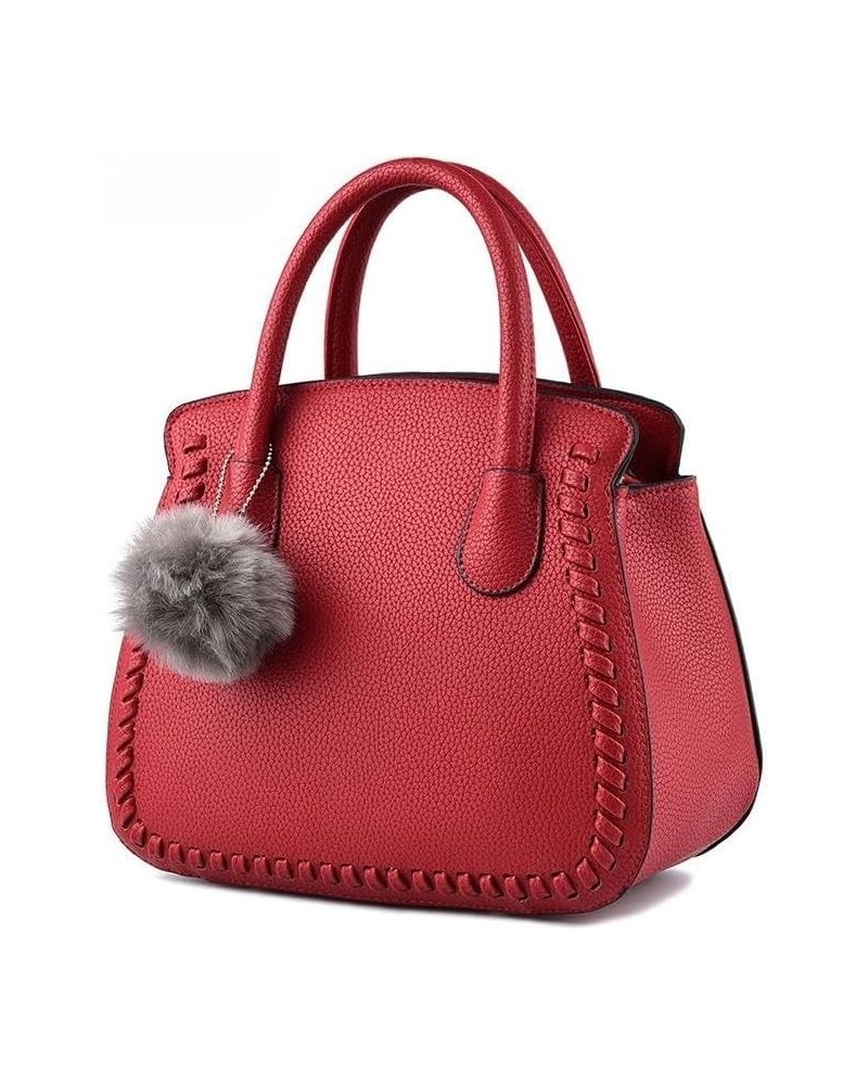 Trendy Fashion All Match Solid Color Tote Bag One Shoulder Crossbody Lady Classic Simple Design Handbags Wine Red $19.37 Totes