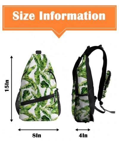 Sling Bag Crossbody Bag for Women Men Tropical Plant Banana Leaf Texture Water Color Waterproof Hiking Backpack Lightweight C...