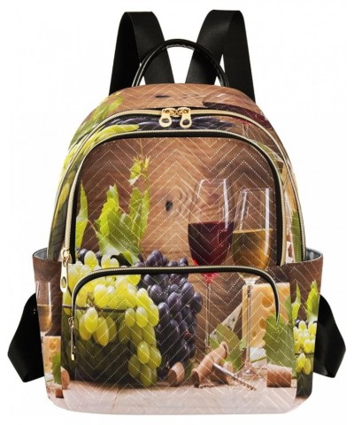 Wine and Grapes Fashion Backpack Purse Ladies Fashion Rucksack Travel Shoulder Bag Casual Daily Backpack Medium $16.28 Backpacks