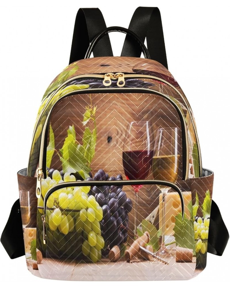 Wine and Grapes Fashion Backpack Purse Ladies Fashion Rucksack Travel Shoulder Bag Casual Daily Backpack Medium $16.28 Backpacks