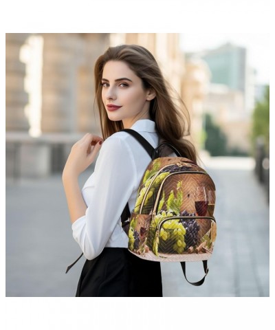 Wine and Grapes Fashion Backpack Purse Ladies Fashion Rucksack Travel Shoulder Bag Casual Daily Backpack Medium $16.28 Backpacks