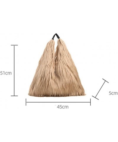 Women Fluffy Shoulder Bag Furry Faux Fur Tote Hobo Bag Trendy Y3k Purse Top Handle Handbag Large White $32.64 Totes