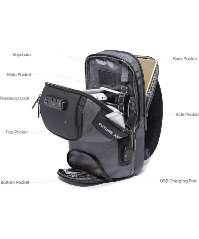 Sling Bag Crossbody Shoulder Backpack for Men Women,Casual Rucksack for Hiking Daypack Waterproof Sling Chest Bag Black-2 Wit...