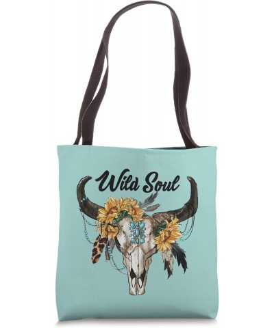 Wild Soul Cow Skull Sunflower Top for Women Country Southern Tote Bag $10.32 Totes