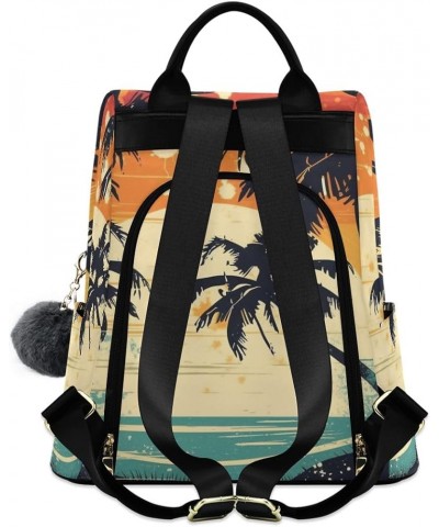 Skeleton Holding a Red Heart Women Backpack Purse Anti Theft Back Zipper Design Travel Bag Orange Blue Seascape Palm $21.93 B...