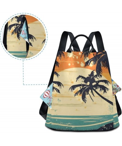 Skeleton Holding a Red Heart Women Backpack Purse Anti Theft Back Zipper Design Travel Bag Orange Blue Seascape Palm $21.93 B...