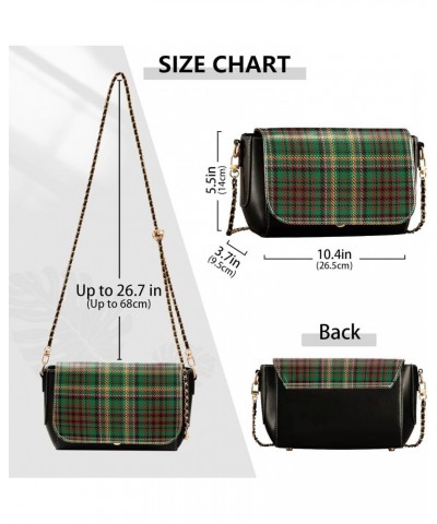 Crossbody Handbag Houndstooth Retro Green Red PU Leather Shoulder Bag Sturdy Travel Pouch Compact Chic Bag for Women Everyday...