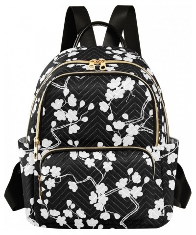 Mini Backpack Purse for Women Lightweight Girls Small Size Cherry Blossoms Black School Teens College Traveling Small $15.18 ...