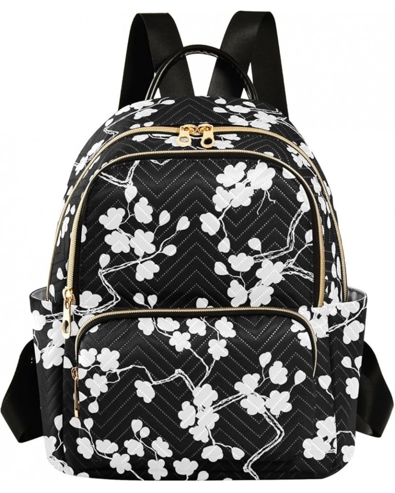 Mini Backpack Purse for Women Lightweight Girls Small Size Cherry Blossoms Black School Teens College Traveling Small $15.18 ...