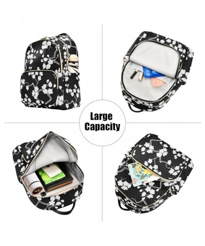 Mini Backpack Purse for Women Lightweight Girls Small Size Cherry Blossoms Black School Teens College Traveling Small $15.18 ...