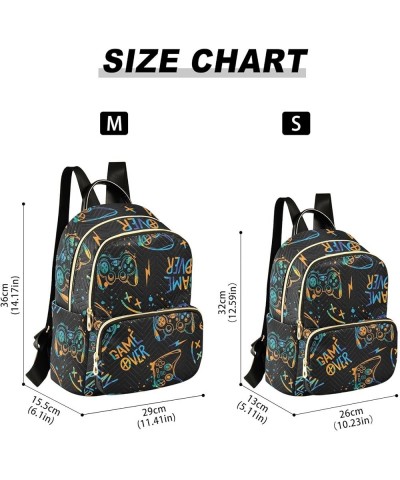 Retro Graffiti Joystick Mini Backpack Purse for Women, Game Controller Grunge Travel Backpack Fashion Backpack Lightweight Sh...