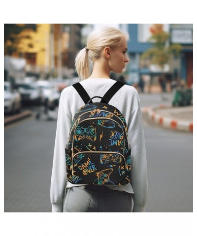 Retro Graffiti Joystick Mini Backpack Purse for Women, Game Controller Grunge Travel Backpack Fashion Backpack Lightweight Sh...