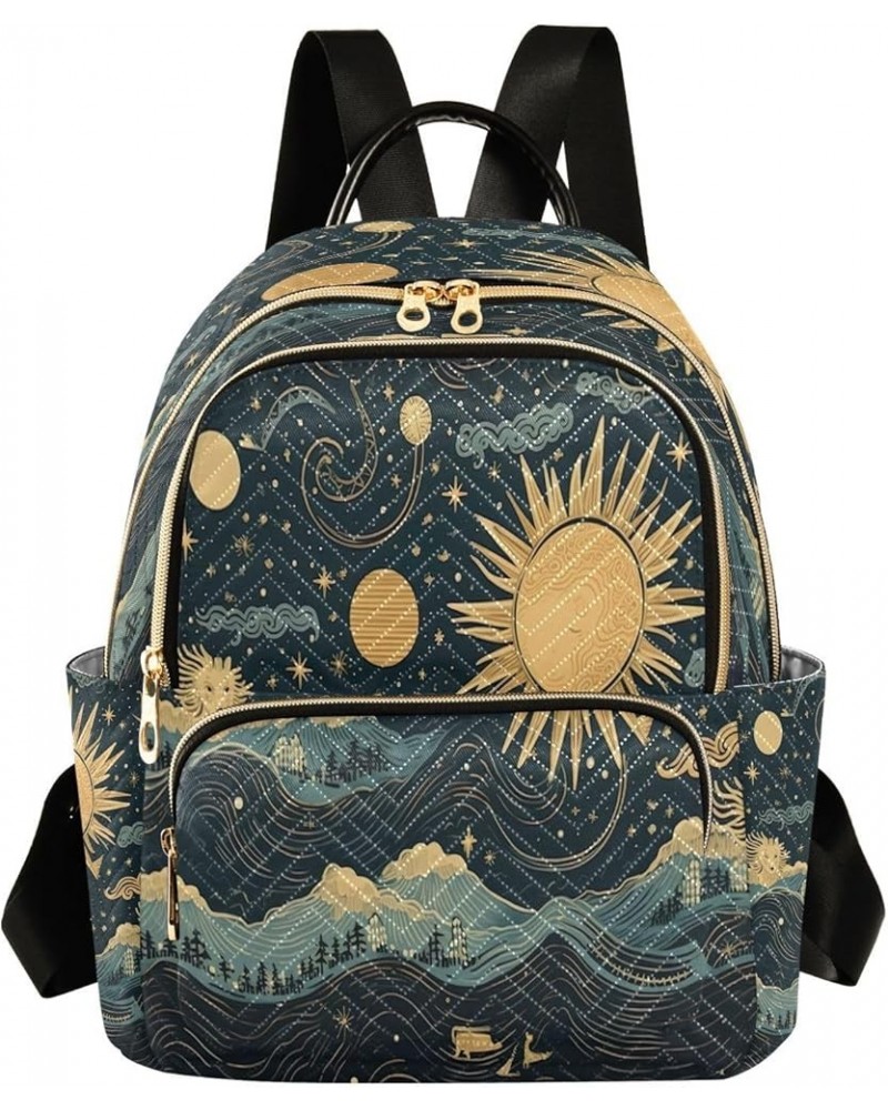 Galaxy Stars Planets Quilted Backpack for Women Purse Shoulder Bag Travel Bags for Daily Nurse Work M Medium $18.59 Backpacks