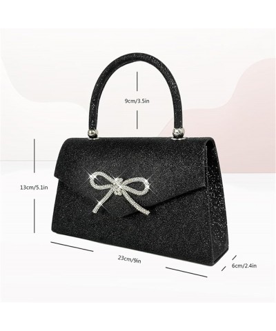 Women Sparkly Evening Bag Glitter Rhinestone Bow Clutch Wedding Party Purse Cocktail Prom Handbag Black $18.32 Evening Bags