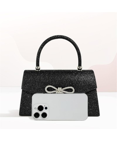 Women Sparkly Evening Bag Glitter Rhinestone Bow Clutch Wedding Party Purse Cocktail Prom Handbag Black $18.32 Evening Bags