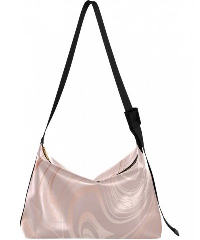 Large Crossbody Bag Rose Gold Marble Pattern PU Leather Shoulder Bag for Women Girls $16.17 Crossbody Bags