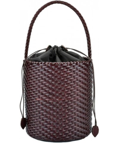 Leather Woven Bag 2023 Summer Leather Woven Bag Small Bucket Bag Japanese Bucket Bag 02 $63.84 Handbags