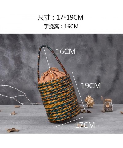 Leather Woven Bag 2023 Summer Leather Woven Bag Small Bucket Bag Japanese Bucket Bag 02 $63.84 Handbags