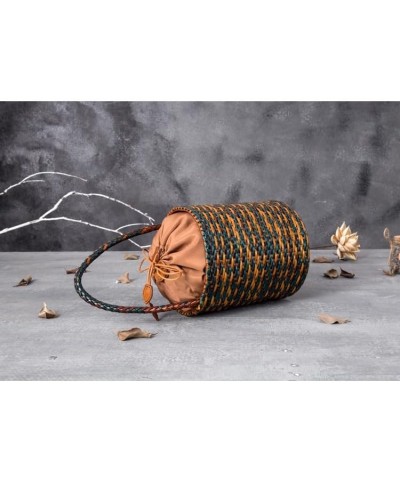 Leather Woven Bag 2023 Summer Leather Woven Bag Small Bucket Bag Japanese Bucket Bag 02 $63.84 Handbags